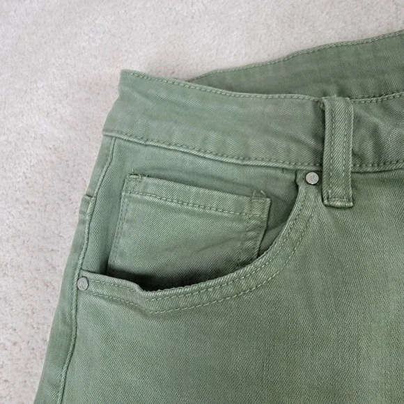 RISEN NEW Women's 1XL Olive High Rise Wide Leg Distressed Raw Hem Denim Jeans - Picture 7 of 12